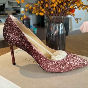 NWT Jimmy Choo Romy 85 Pink/Bordeaux Size 37.5